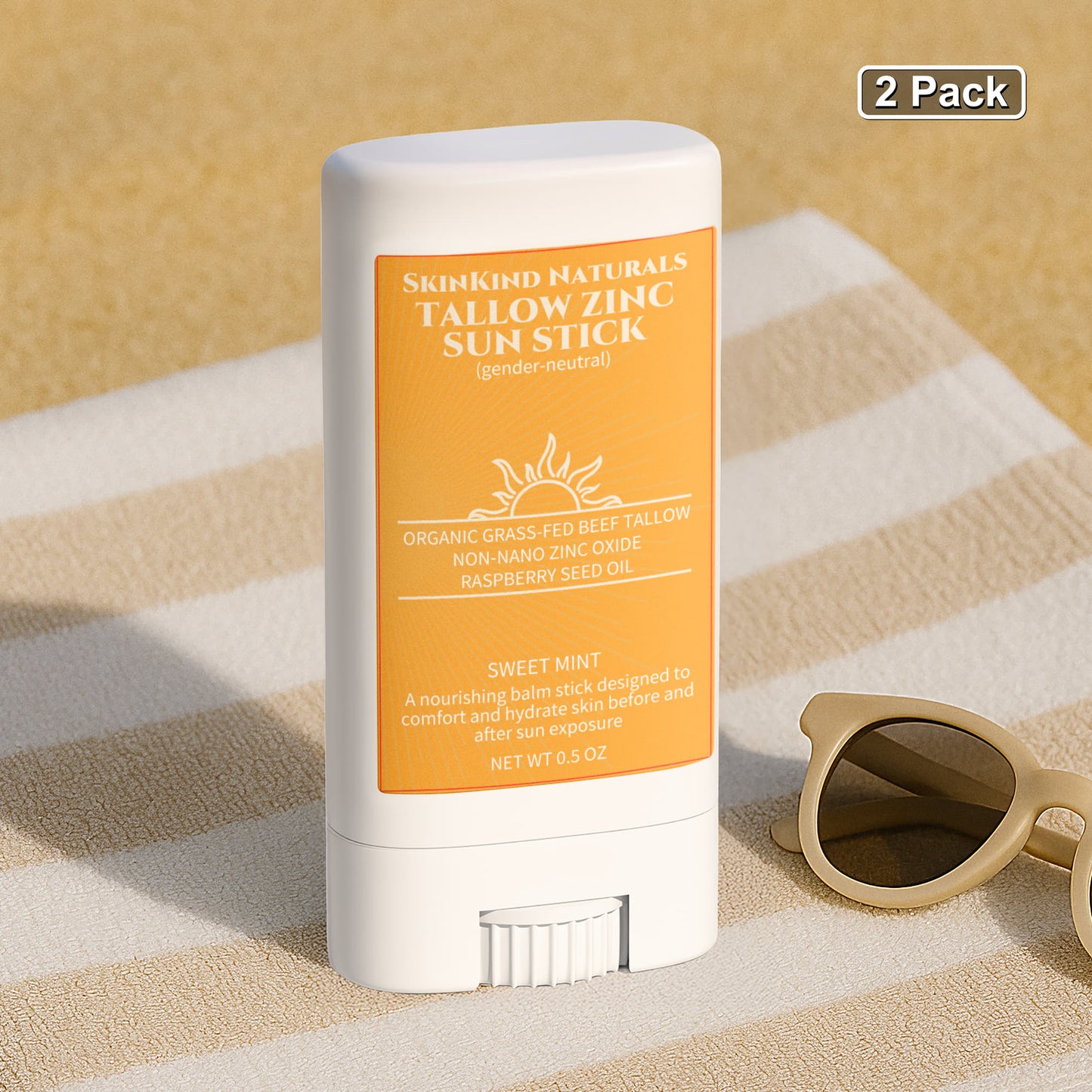 SkinKind Naturals 2 Pack Tallow Zinc Sun Stick