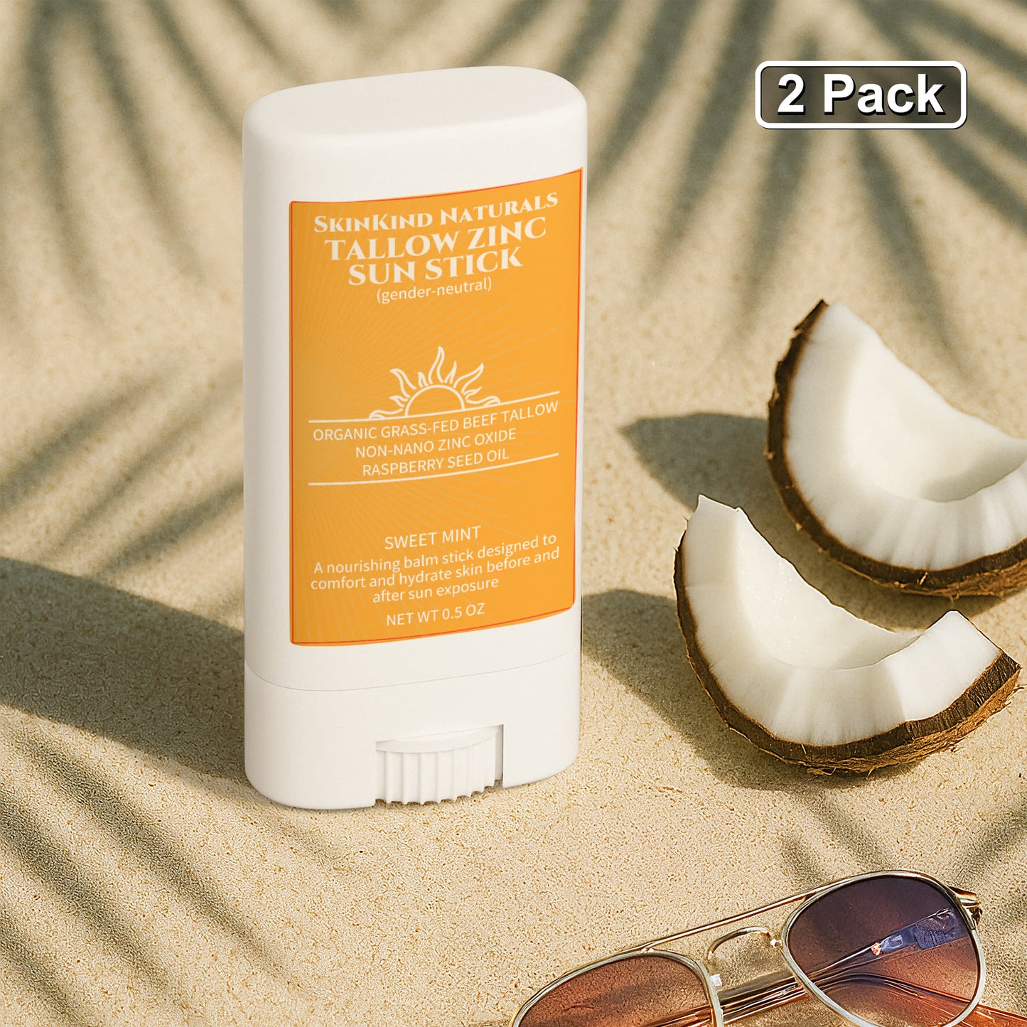 SkinKind Naturals 2 Pack Tallow Zinc Sun Stick