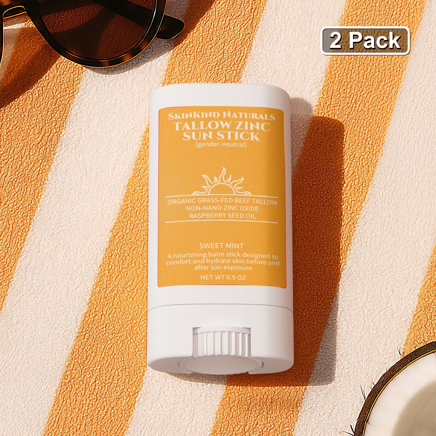 SkinKind Naturals 2 Pack Tallow Zinc Sun Stick